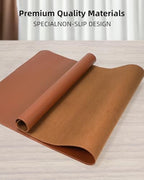 AFIING Large Desk Mat 55" x 24" - PU Leather Desk Pad Protector, Waterproof Non-Slip Extended Mouse Pad for Office Desk, Keyboard, Laptop and Home Workspace (Brown) - Image 2