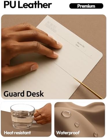YSAGi Leather Desk Pad Protector, Office Desk Mat, Large Mouse Pad, Non-Slip PU Leather Desk Blotter, Laptop Desk Pad, Waterproof Desk Writing Pad for Office and Home (Khaki,55" x 17.2") - Image 4