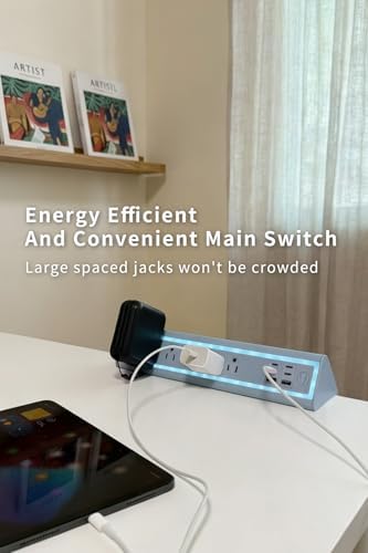 Desk Clamp Power Strip with Nightlight, 40W Fast Charging, 10FT Extension Cord, 4x20W USB-C & 2 USB Ports, 5 AC Outlets, Fits 1.69-Inch Table Edges - Image 5