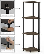 Furinno TURN-N-TUBE Corner Shelf, 4-Tier Corner Bookshelf, Display Storage Shelves with Open Shelves, for Organization and Storage, Living Room, Home Office, Garage, Columbia Walnut - Image 5