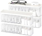 Cord Storage Organizer Box with Lid, Easy Organizer Without Cable Ties, Clear Electronics Organizer for Home Office Desk (Stackable-4Pack) by Unknown