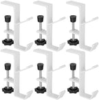 Clip-On Backpack Headphone Hangers, Portable Desk Purse Hooks, Double-Hook Design, 6 Pcs Clamp-On Under Desk Holders, Tables Desk Mount Bag Holders, White - Image 2