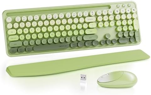 UBOTIE Wireless Keyboard and Mouse Combo, Phone Holder (Green) by UBOTIE