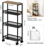 4-Tier Slim Utility Rolling Laundry Cart with Wheels, Black - Image 5