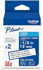 Brother Genuine TZe231-1/2 2PK Black Print on White Label Tape. Each: 0.47 in x 26.2 ft Total: 0.47 in x 52.4 ft by Unknown