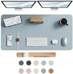 Large Desk Pad Non-Slip Desk Mat Protector for Keyboard Mouse Waterproof Vegan Leather Surface Faux Leather Laptop Mat Smooth Mouse Pad Premium Gift Tube Morning Fog Blue 47" x 23" by Promattoo