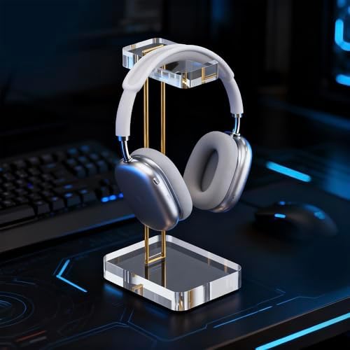 Headphone Stand Headset Holder for Desk, Solid Christal-Clear Acrylic with Gold Hardware Earphone Hanger for Gaming Room Office Accessories - Image 4