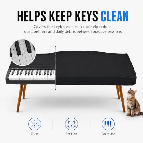 88 Key Keyboard Cover for Kawai ES520 2020-2026, Stretchy Dust Cover with Adjustable Cord for Digital Piano, Electric Keyboard, Studio and Daily Practice - Image 3