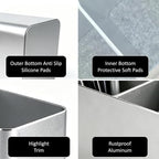 Metal Aluminum Pencil Holder, 2 Slots, Silver - Image 4