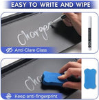 SELEAD Anti-Glare Glass Desktop Whiteboard with Wireless Charger, Black - Image 4