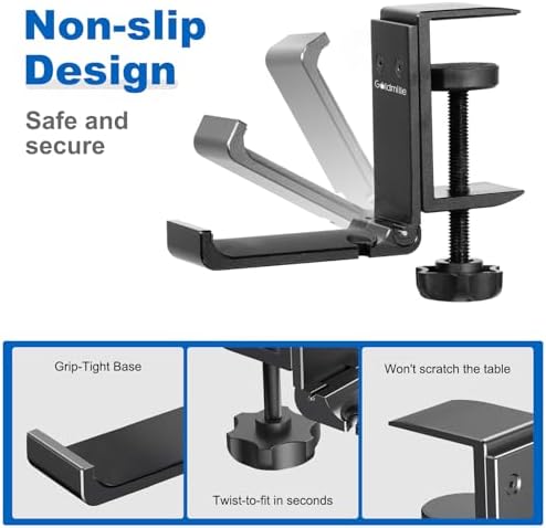 2 Pack Aluminum Headphone Stand Hanger Foldable - Image 3