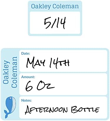 Name Bubbles - Reusable Baby Bottle Labels for Daycare (20 Labels) - Kids Washable Name Tags for Bottles, Sippy Cups, & Snack Containers, Waterproof, Baby Name Stickers, Write-On (Whale) by NameBubbles