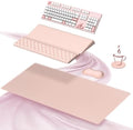 Ospelelf Keyboard Stand Wrist Rest Pad and Ergonomic Mouse Pad Set with Large Mousepad Desk Mat, Memory Foam Comfort, Premium Office Desk Accessories for Pain Relief and Efficiency, Pink by OspelelfOfficeSupplies