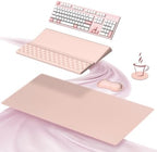 Ospelelf Keyboard Stand Wrist Rest Pad and Ergonomic Mouse Pad Set with Large Mousepad Desk Mat, Memory Foam Comfort, Premium Office Desk Accessories for Pain Relief and Efficiency, Pink by OspelelfOfficeSupplies