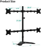WALI 4 Monitor Stand for 13-27 inch Computer Screens up to 17.6lbs,Adjustable Quad Monitor Mount, Free Standing 4 Monitor Mount Full Motion with Tilt, Rotation, VESA Mount 75/100mm (MF004), Black - Image 4