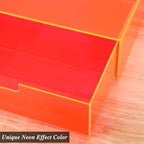Gelite Acrylic Desk Organizer with Drawer for Makeup Vanity Stackable Desktop Storage Box for Office Supplies, 13.8 x 9.8 x 3.9’’, Neon Pink - Image 3