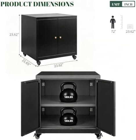 23.6" H Metal Printer Cabinet with Storage & Adjustable Shelf - Image 2