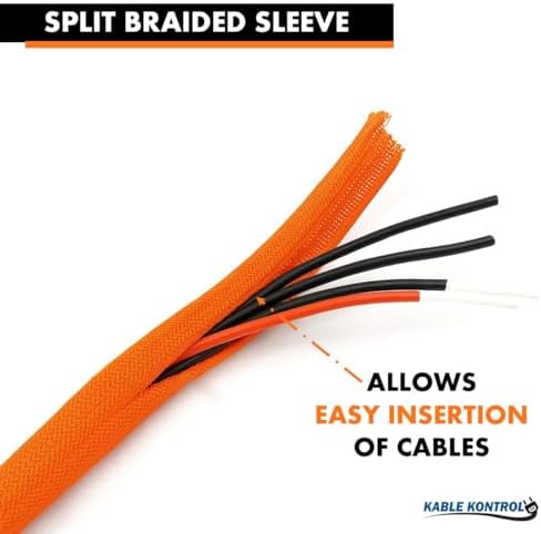 Kable Kontrol Braided Cable Sleeve Split Wrap 3/4" 50 Ft - Orange - Image 3