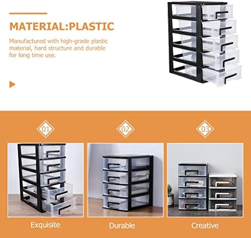 DOITOOL 5 Tier Plastic Drawer Type Closet, 12.36"H x 6"L x 8.3" W Home Office Storage Organizer, Makeup Organizer Station Cube, Cosmetics Jewelry Box for Bathroom, Dorm, Desk, Countertop, Office - Image 6