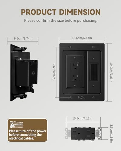 in Wall Cable Management Kit for TV, Recessed Outlet for Low Voltage Cables, TV Cable Hider Wall Kit, Cord Hider for Wall Mount TV, Wall Cable Management Box for Home & Office, Black - Image 4