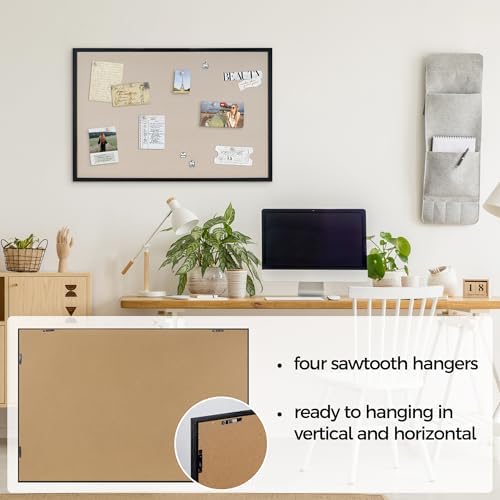 Fun Memories Cork Board Bulletin Board for Office, 24" x 36" Pine Wooden Framed Corkboard, Wall Mounted Notice Pin Board for School Home & Office, Black - Image 7