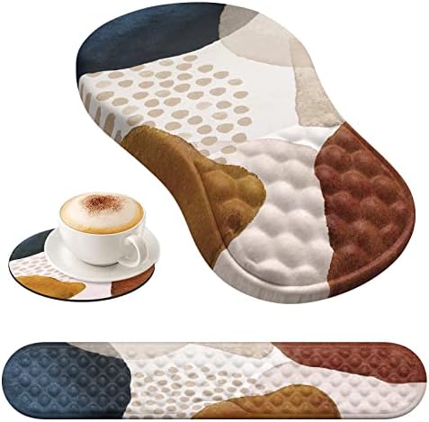 HAOCOO 3-Pcs Memory Foam Desk Set with Wrist Support, Boho Brown by HAOCOO