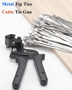 Metal Zip Tie Tool Kit: Heavy-Duty Stainless Steel Cable Tie Tensioner with 200PCS 11.8-Inch Self-Locking Metal Zip Ties for Fencing, Exhaust, Pipes & Industrial Repairs (200PCS+TOOL, SILVER) - Image 2