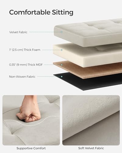 SONGMICS Storage Ottoman Bench, 30 Inches Velvet Foldable Foot Rest - Image 4