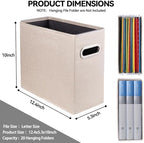 4 Pack Letter Size File Storage Box Collapsible, Fabric Hanging File Folders Organizer, Portable Office Document Holder with Metal Handle, Smooth PVC Rails, Beige - Image 2