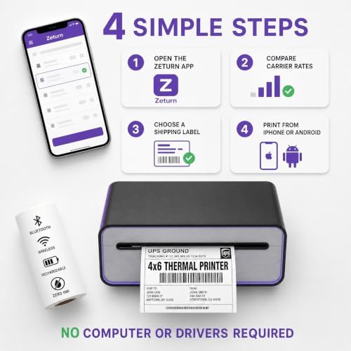 4x6 Thermal Label Printer - Bluetooth, Wireless, 2 Extra Label Rolls - Image 6