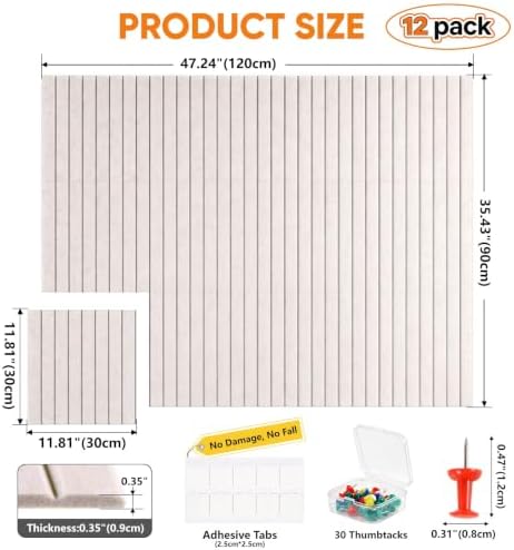 SKOCHE 48" x 36" Large Felt Bulletin Board 12 Pack Cork Board Alternative - Image 2