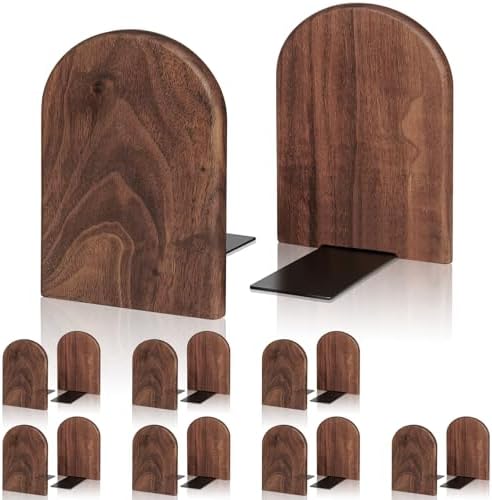 Book Ends,8 Pack Large Bookends Wood Book Ends Universal Economy Bookend (8, Large) by shikaman