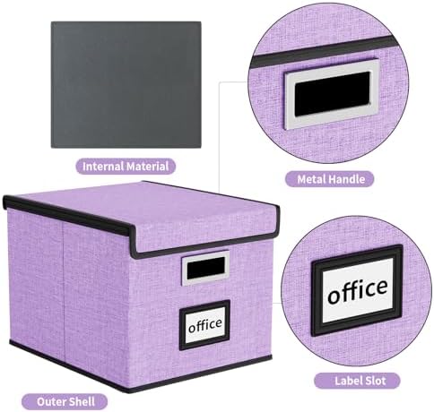 File Organizer Box with Lids, Collapsible File Folder Organizer - Image 4