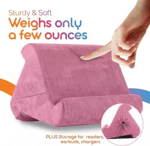 Flippy Original Tablet Pillow Stand & iPad Holder, Gift for Book Lovers & Readers, Multi-Angle Stand with Storage for Lap, Desk & Bed, Compatible with Kindle, Fire, iPad & Samsung, Pinkarama 4.0 - Image 4