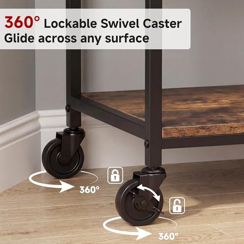 23.6''x18.9'' Printer Stand with Drawer,3 Tier Rolling Printer Cart - Image 6