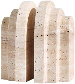 Natural Travertine Book Ends for Shelves by BUICCE