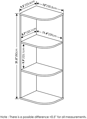 Furinno PASIR Book Shelf, 3-Tier Corner Bookshelf with Open Shelf, Standing Bookcase, 9.3 x 12 x 31.5 for Organization and Storage, for Living Room, Bedroom, Home Office, French Oak - Image 3