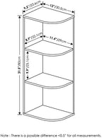 Furinno PASIR Book Shelf, 3-Tier Corner Bookshelf with Open Shelf, Standing Bookcase, 9.3 x 12 x 31.5 for Organization and Storage, for Living Room, Bedroom, Home Office, White - Image 3