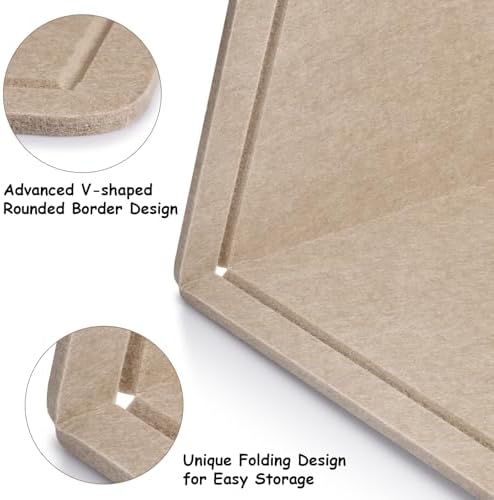 Foldable Large Bulletin Board, 60x36 Inches Cork Board Alternative, Large Felt Board Decorative Pin Board for Wall, Foldable Photo Board Self-Adhesive Vision Board with 36 Pushpins Khaki - Image 5