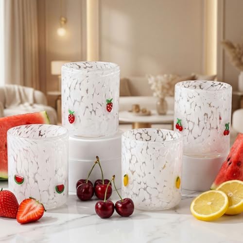 SiliFine 4 Pack Fruit Icon Juice Glasses, 14 oz - Image 5