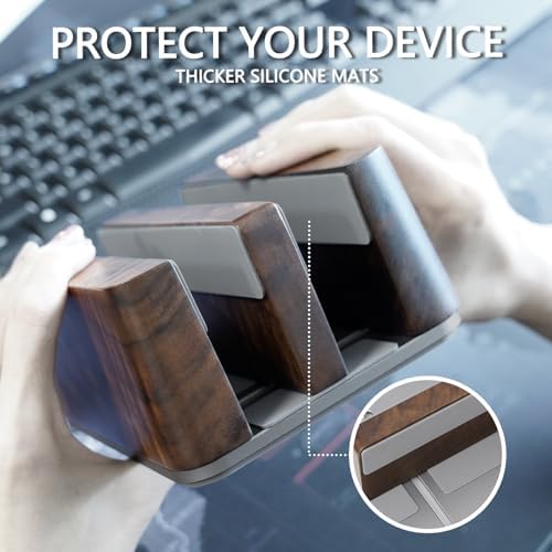 GEVO Vertical Laptop Stand for Desk - Laptop Holder for MacBook and Other Laptops - Wooden Office Desk Accessories - Image 4