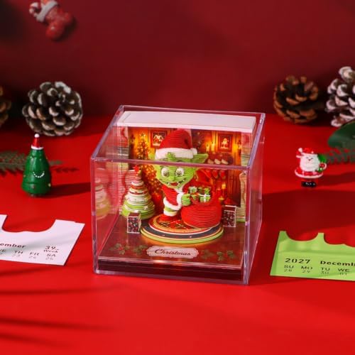 3D Calendar 2027, Tear-Away Desk Calendar, Paper Art Memo Pad, LED Light (Christmas C) - Image 4