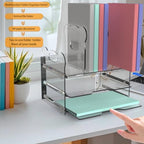 Desktop Files Organizer, Acrylic Desk Organizer with Drawer, Clear File Holder Mail Sorter Office Supplies Storage, Modern Desktop Paper Organizer for Home and Office - Image 4