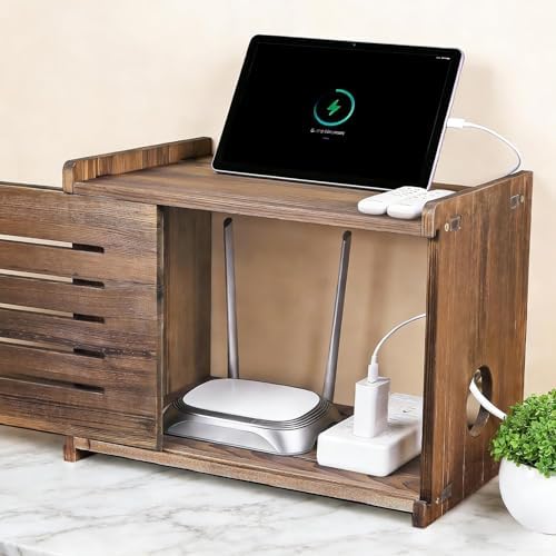 WiFi Box Hider Wood, Cable Organizer Storage Cabinet - Image 5