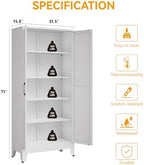 COFaR Metal Kitchen Cabinet with 2 Door and 4 Adjustable Shelves, 71" White - Image 3