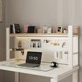 Desk Shelf Organizer for Top of Desk – Desktop Bookshelf with Pegboard & Storage Accessories, Adjustable Hutch for Dorm or Office, Steel Frame Display S White frame + natural wood board 53.1*9.8*26in by Unknown