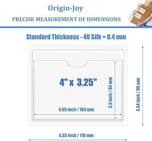 Origin-Joy 35 PCS Self Adhesive Index Card Pockets with Top Open, Clear Plastic Label Holder for Cards of Note, Library and Business, Adhesive Label Pockets & Card Holder (4 x 3.25 inch) - Image 2
