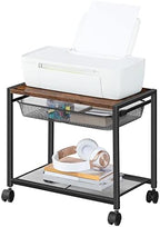 HOOBRO Under Desk Printer Stand, Industrial Printer Cart with Storage Shelf, 2-Tier Mobile Printer Table on Wheels, Heavy Duty Machine Storage Rack for Office and Home Rustic Brown + Black BF12PS01 - Image 4