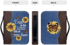 Sunflower Butterfly Bible Cover Case for Women Men Bible Carrying Bag with Zipper Church Bag Large Book Bible Protector, Trust in The Lord with All Your Heart - Image 3
