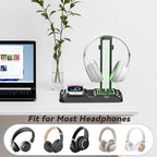 KDD Headphone & Controller Stand with Wireless Charging - Rotatable Headset Stand with 9 Light Modes - Controller Holder with 2 USB and Type C Ports - for Gamers Desktop Accessories - Image 5